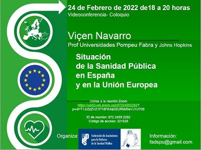 Videoconferencia: Situación de la Sanidad Pública en España y la UE. 24 de febrero de 2022.