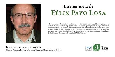 EN MEMORIA DE FELIX PAYO LOSA. OVIEDO 20/10/2022