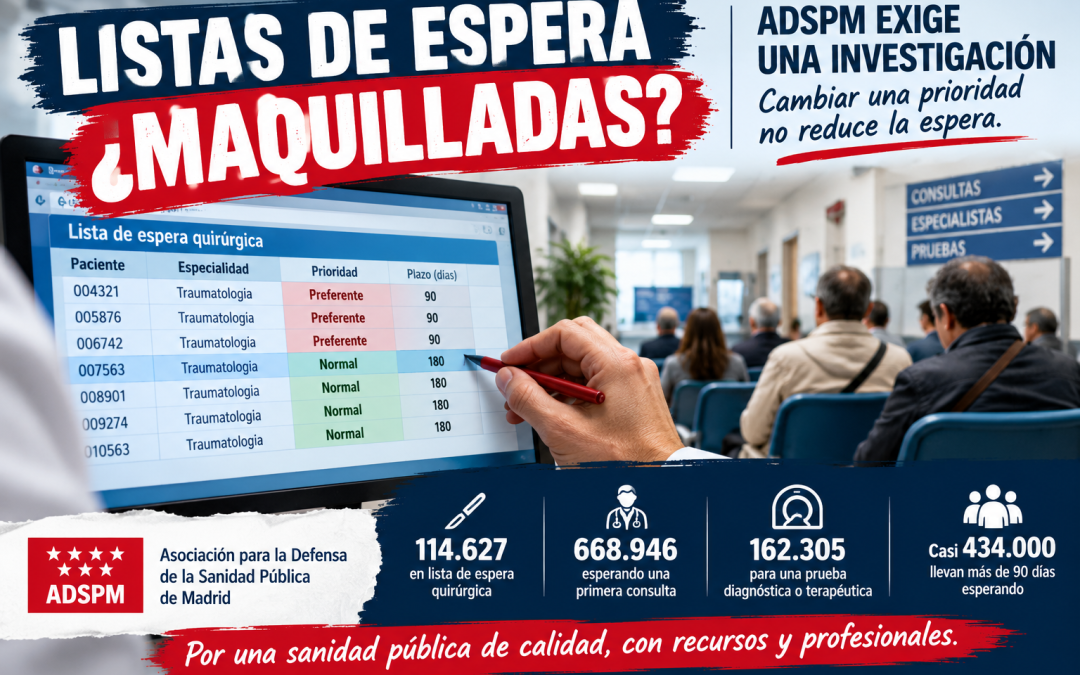 ADSPM exige saber hasta dónde llega el maquillaje de las listas de espera en Madrid