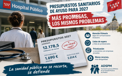 La ADSPM considera engañosos e insuficientes los presupuestos sanitarios de Ayuso para 2027
